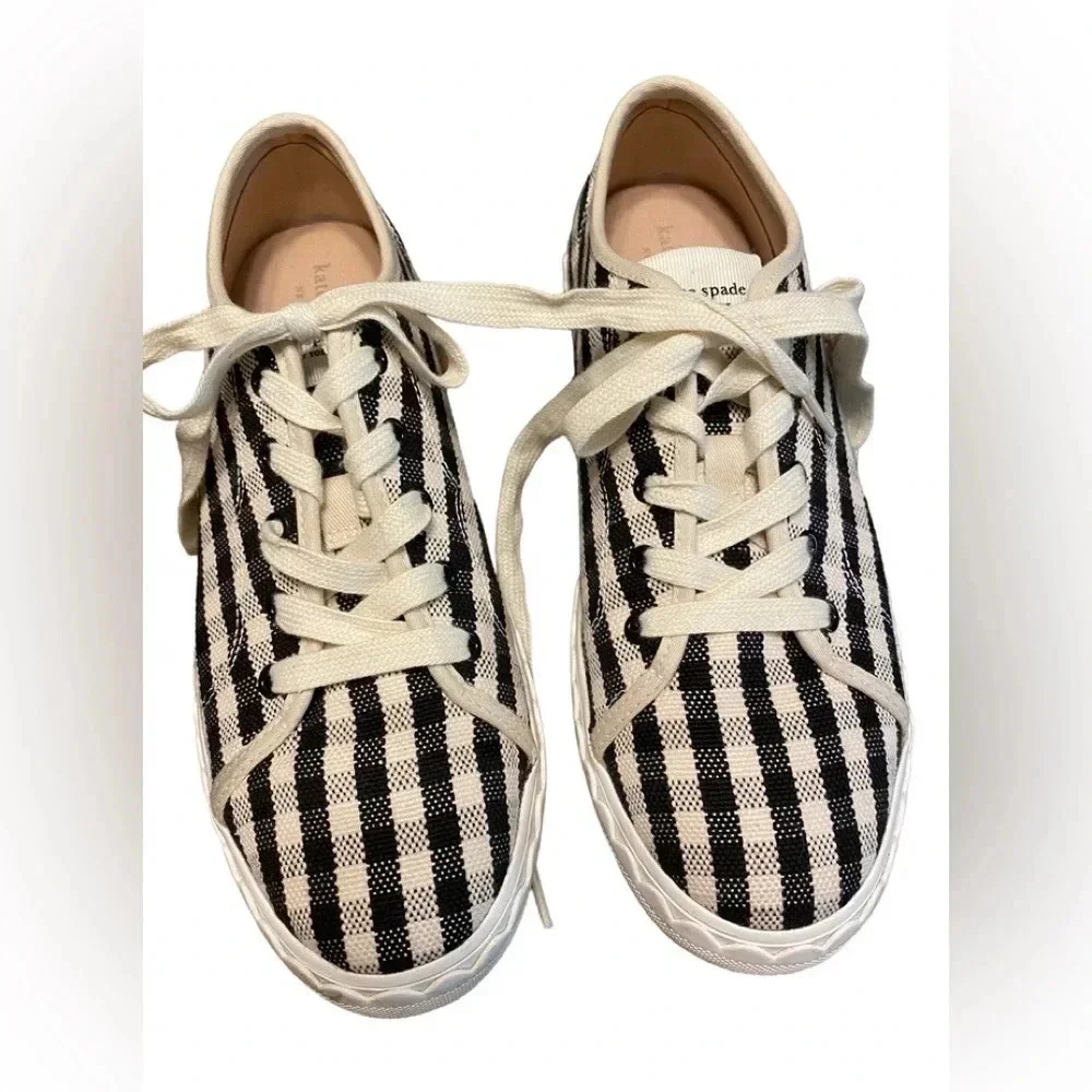 Kate Spade Vale Sneakers- Gingham in Black and Cream